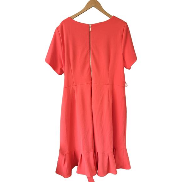 CALVIN  KLEIN Orange Ruffled Tulip-Hem Belted Dress Size 22 W - Picture 10 of 10